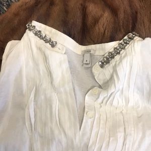 J.Crew white jeweled collar tux-style M